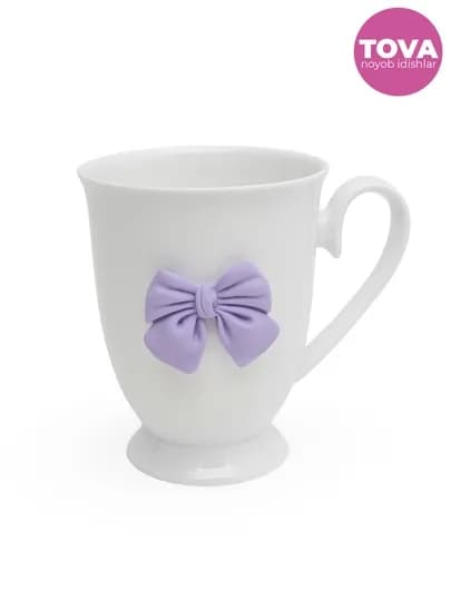 Керамическая кружка с объемным бантом, 350 мл — BARTOVA-BOWMUGS350ML-ПУРПУР