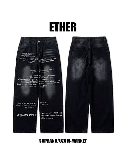 Джинсы широкие багги ETHER, мужские, женские, подростковые, размеры S-XXXL — SOPRANO-ETHERДЖИНСЫ-УГОЛЬН-S