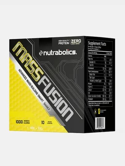Гейнер Mass Fusion Gainer, 3 кг, для Набора Массы, высокобелковый, высококалорийный — MUCKUL-MASFUSS-7kg-banan