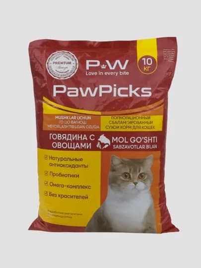Сухой корм для кошек Paw picks говядина с овощами, 10 кг — PAWPICK-GFJGJMD