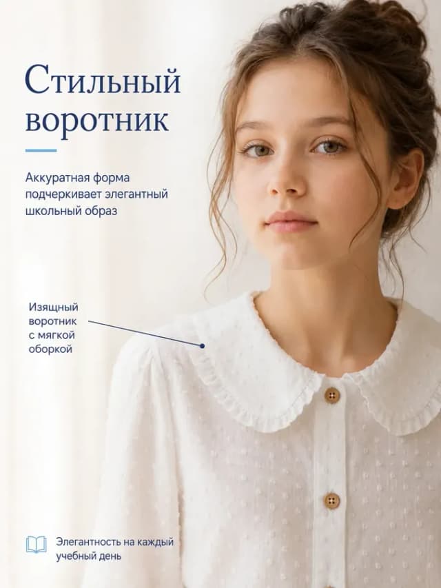 Школьная блузка нарядная, рубашка с воротником