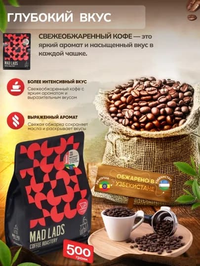 Кофе в зернах, 100% арабика, Эфиопия (Урага), свежая обжарка, MADLADS Coffee Roastery — MADLAB-EFIOPIYAURAGA-ЧЕРН