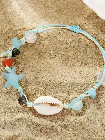 Морской браслет из ракушек с подвесками Beach браслет, летний аксессуар на руку — ARIRAUZ-BRASLET-МЕНТОЛ