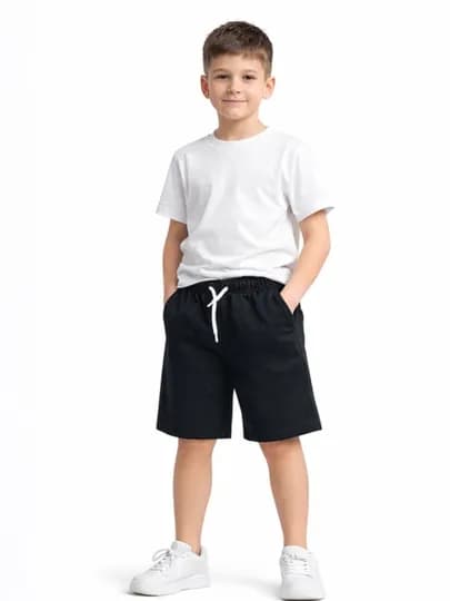 Шорты подростковые WEERIT Basic, 100% хлопок, двухнитка, 122-170, чёрные — WEERIT-ПОДРОСТКОВЫЙШОРТИК-ЧЕРН-146152