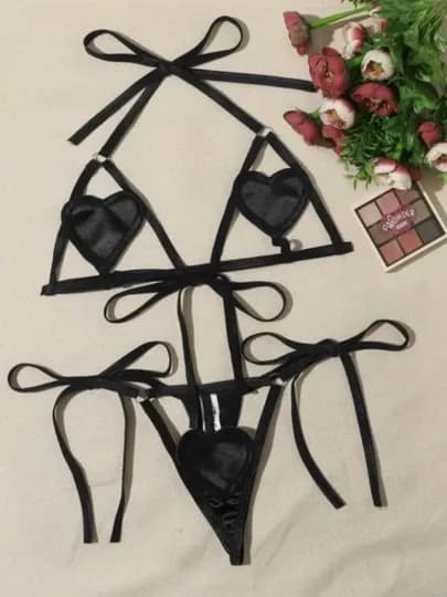 Комплект женского кружевного белья, 2 предмета — 4LADY-00016-ЧЕРН-M