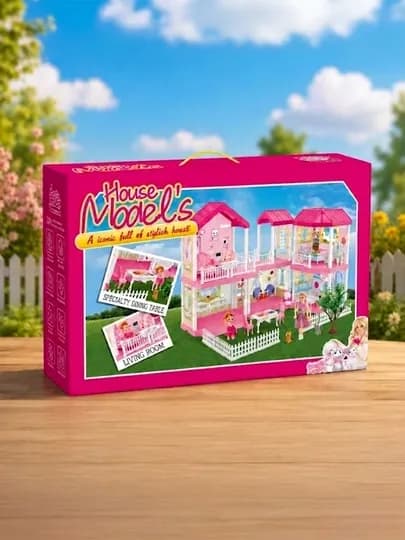 Большой кукольный домик Dream House для девочек с мебелью премиум вилла — S3322-QOGRCHOQUYCHA-ВИШН