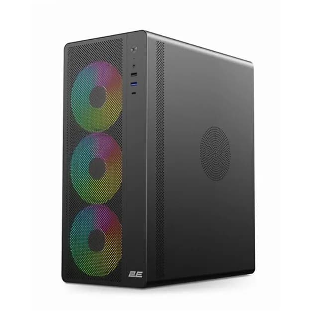 Корпус 2E GAMING Credo Plus V510B с БП 2E ATX600W, 80+, 1xUSB3.0, 1х USB 2.0, 1xUSB Type-C, 4x120мм ARGB, VGA 310мм, TG Side Panel, ATX