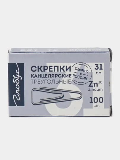 Скрепки канцелярские с загнутым краем, оцинкованные, L31 мм, 100 шт С31-100 Ц — GTRAD-P10A222-СИНИЙ