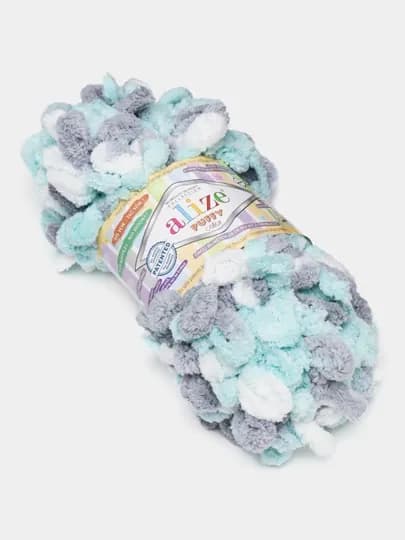 Пряжа Alize Puffy с большими петельками, разноцветные цвета — KARTOPU-ALPUFY4-ЛЕДЯН