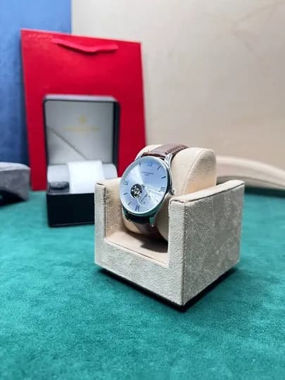 Мужские механические наручные часы Patek Philippe, автоподзавод с коробкой и документацией — CLEANNE-PATEKK5-КОРИЧН
