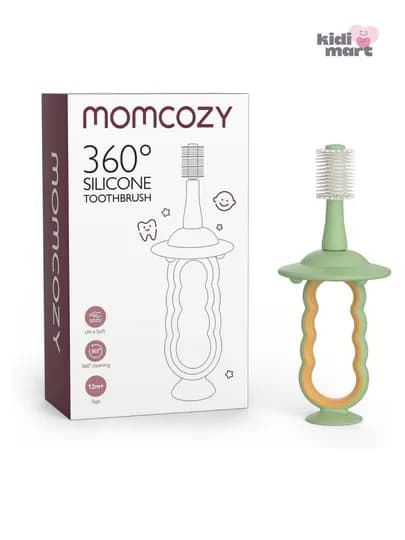 Momcozy TB002 детская силиконовая зубная щетка 360° с ограничителем — AVENT-TB002-ЗЕЛЕН