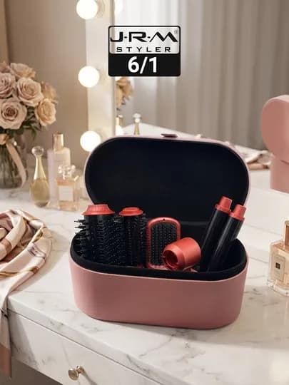 Фен для волос Airwrap JRM styler, 6 в 1, воздушная укладка и автоматическая плойка — DOSTON-JRM61-КОРАЛЛМЕЛ
