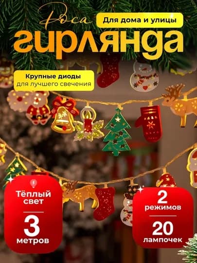 Новогодняя гирлянда-штора, 3 режимов, 6m, тёплый свет, праздничный декор — YGYILSF-8RILLA-АЛЫЙ-8RILL6