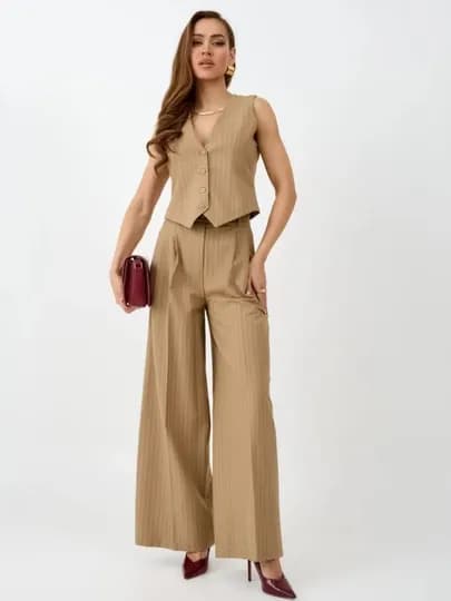 Костюм классический женский, брюки и жилет — STILISA-КОСТЖИ4-БЕЖЕВ-S4244
