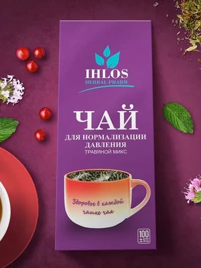 Чай листовой зеленый, Травяной микс для нормализации давления Ihlos, 100 г — SHAKAR-P05AA3F