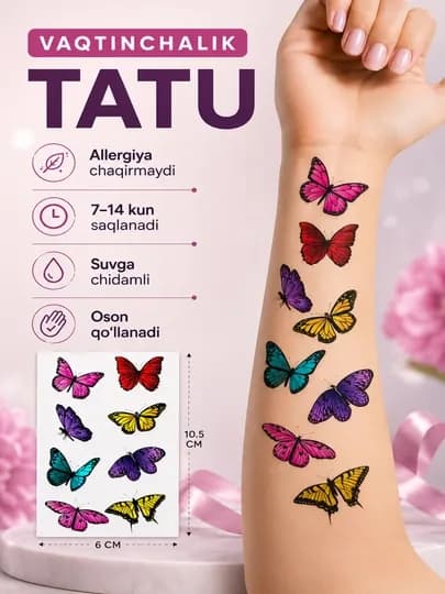 Временное тату – Водостойкие временные татуировки, безопасные переводные тату 12–20 дней — KOMOLIK-TATU-РОЗОВ
