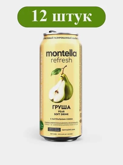 Газированный напиток Montella Refresh Груша, 0,45 л × 12 — MON18-DFSVC04