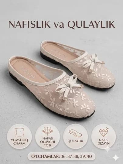 Женские летние тапочки из сетки, легкие и удобные женские тапочки — AXUZUM-MYULI-БЕЛЫЙ-37