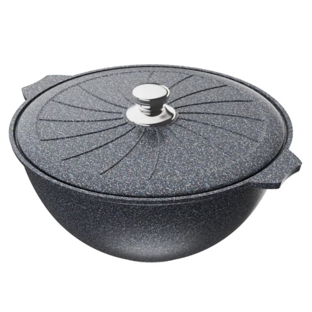 Palov uchun qozon "orzu" metall qopqoqli granit 6 l granit kulrang