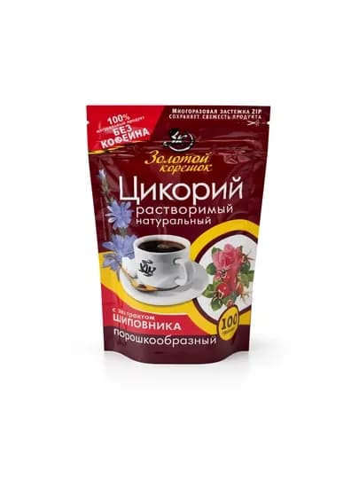 Цикорий растворимый Золотой корешок с экстрактом шиповника, порошкообразный, 100 г — TCFSHOP-ЗОЛКОРШИПОВНИК