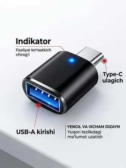 USB-C HUB, многофункциональный адаптер с портами USB 3.0, USB-C, HDMI, SD и MicroSD — ALCHINA-OTG2-УГОЛЬН