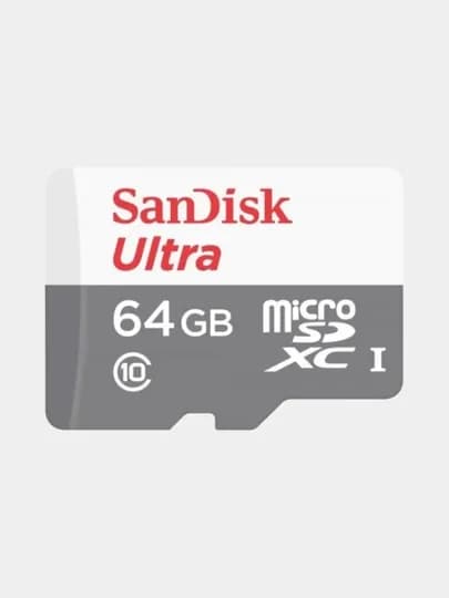 Флеш-карта SanDisk Micro SD 64GB — быстрый накопитель, Class 10, адаптер — PROTMAR-FLESHKA20