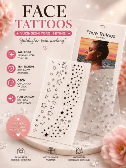 Декоративные тату-стикеры для лица — MARISHA-TATUTOW-CЕРМЕЛ