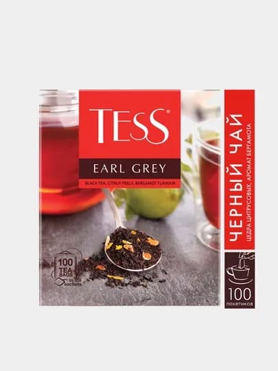 Чёрный чай TESS Earl Grey, 1.6 гр * 100 штук — NIVEA-ЧАЙ0013