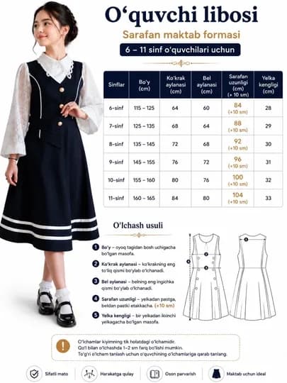 Школьный сарафан для девочки, черная форма, классика, 5–11 класс, премиум — NISAKID-САРАФАН-ЧЕРН-13 лет