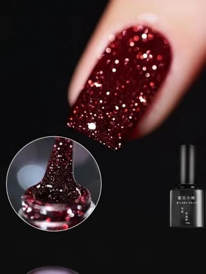 Лак для ногтей GEL термолак для ногтей с эффектом смены цвета, блестящий , лак, прозрачный — SBRENDS-TERMOLAK-БАГРОВ