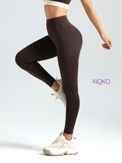 Лосины спортивные Kioko, женская спортивная одежда, леггинсы для фитнеса — KIO-KLS001-КОРИЧН-M