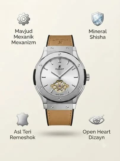 Мужские наручные часы Hublot, японский механизм, механика, сапфировое стекло, классический — UNIKALW-0000002-КОРИЧН-Oddiy