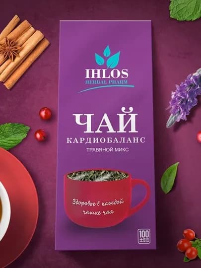 Чай листовой зеленый (Травяной микс) кардиобаланс Ihlos, 100 г — SHAKAR-P05AA37