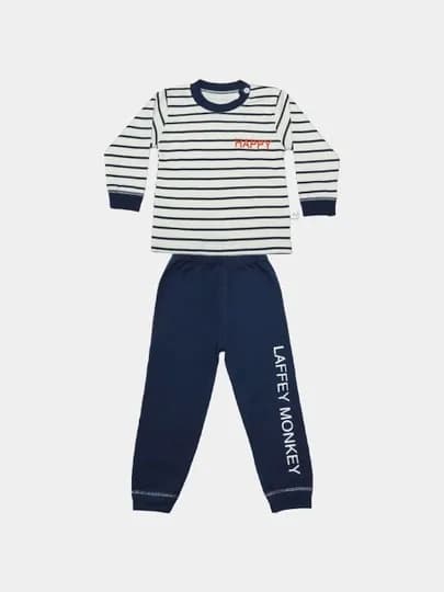 Пижама детская, хлопковая, со штанами, для мальчика, Elankids — ELAN-MPIJAMA-ИНДИГО-80
