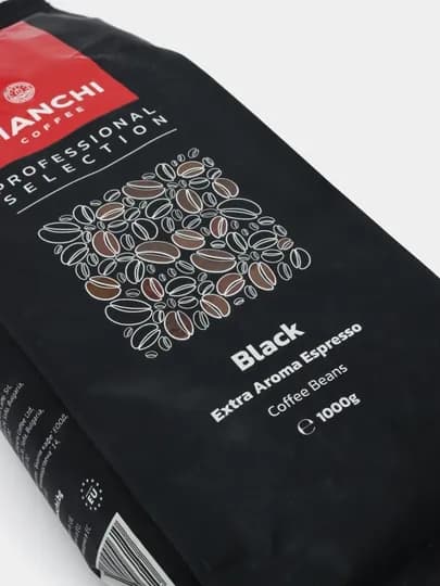 Зерновой кофе "BIANCHI BLACK", зерно смесь 60% Арабика и 40% Робуста, 1 кг в упаковке — ERKSONS-BBEAE