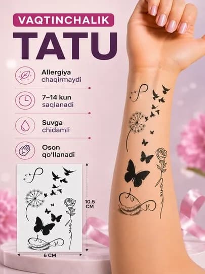 Временное тату – Водостойкие временные татуировки, безопасные переводные тату 12–20 дней — KOMOLIK-TATU-ШОКОЛ