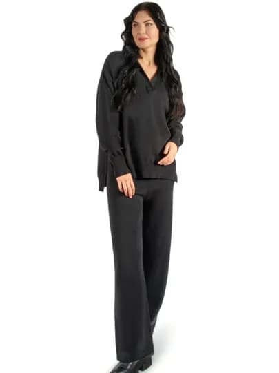 Костюм вязаный, женский, оверсайз — FLINE-1324648-ЧЕРН-L/XL