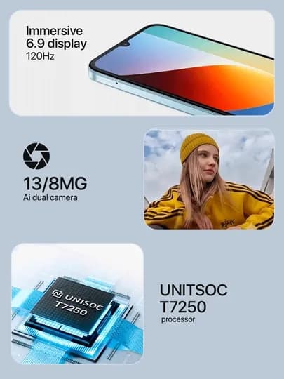 Смартфон Redmi A7 Pro 4/128GB 6.9" 120Hz 6000 мАч 13MP AI — IMPHONE-REDMIA7PRO-СИНИЙ-4/128