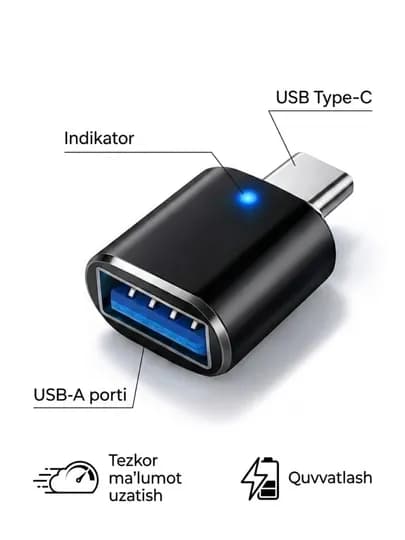 USB-C HUB, многофункциональный адаптер с портами USB 3.0, USB-C, HDMI, SD и MicroSD — ALCHINA-OTG2-УГОЛЬН