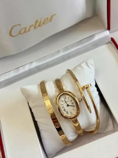 Набор в стиле Cartier из нержавеющей стали — MZNJWL-BILAGUZUKK-ГОРЧИЧ-17
