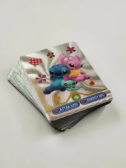 Игральные карты в стиле Stitch — 55 штук, цветной дизайн, идеально для подарка и декора — TYCH-STICH-СЕРЕБРН