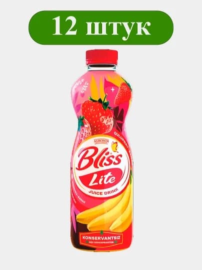 Сокосодержащий фруктовый напиток «Яблоко–Банан–Клубника» BLISS LITE 0,5 л × 12 шт, ПЭТ — HASAN3-BLISSLITEBANYAB