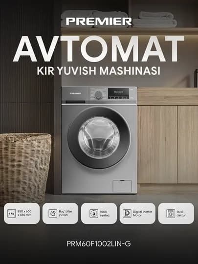 Стиральная машина Premier PRM-60F1002LIN, 6 кг, Invertor, cтирка паром