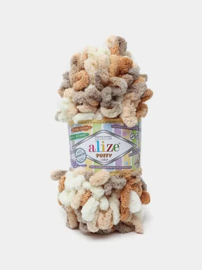 Пряжа Alize Puffy с большими петельками, разноцветные цвета — KARTOPU-ALPUFY4-ПЕСХАКИ