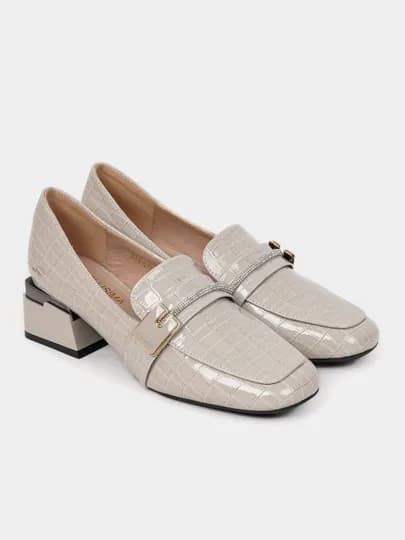 Женские лоферы BELLISIMA 544-25E' с широким каблуком, 3 цвета, размеры 36–40 — MYSHOE1-54425E-СЕРЫЙ-37