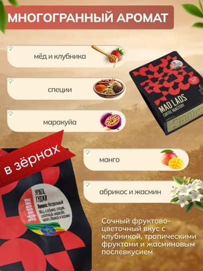 Кофе в зернах, 100% арабика, Эфиопия (Урага), свежая обжарка, MADLADS Coffee Roastery — MADLAB-EFIOPIYAURAGA-ЧЕРН