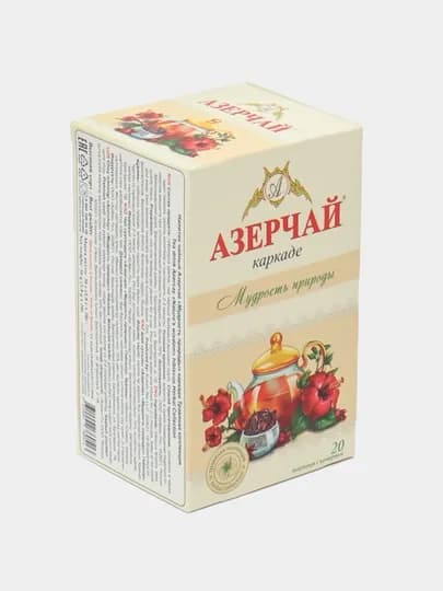 АЗЕРЧАЙ "Мудрость природы" чай с каркаде пакет с конвертом, 1,8 г, 20 пакетиков, черный — AZERCAY-00258