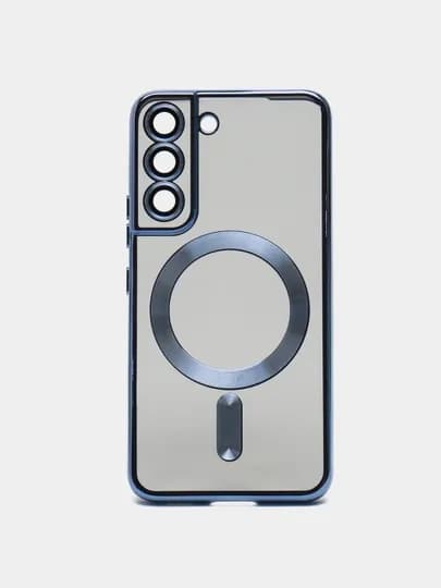 Чехол MagSafe для Samsung S20/21/22/23/24 Plus/Note/Fe/Ultra прозрачный, силиконовый — SHARKUZ-SMMAGSY-СИНИЙ-SMS24