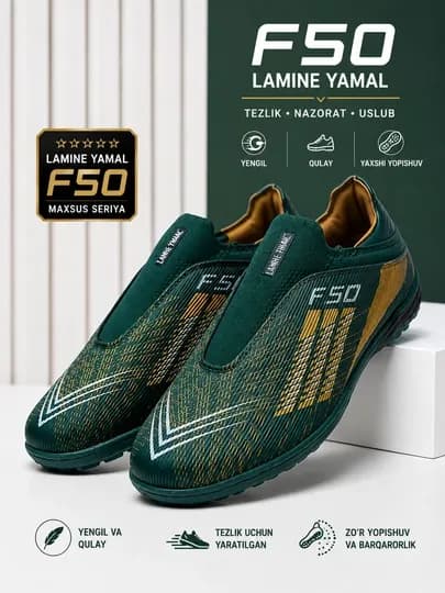 F50 Lamine Yamal футбольные сороконожки turf бутсы мужская футбольная обувь — NERO007-SARAKANOSHKA4-ЗЕЛЕН-43