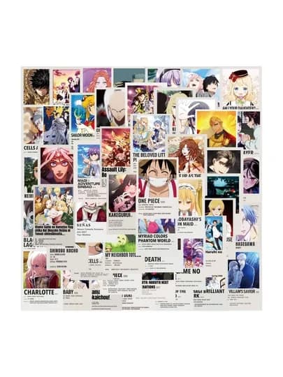 Набор стикеров с разными персонажами из аниме 50 шт — AKIBA-ANIME50100-ЗОЛОТ